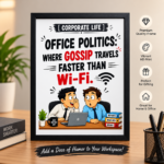 Corporate Life Funny Wall A4 Frame – Office Politics: Gossip Travels Faster Than Wi-Fi