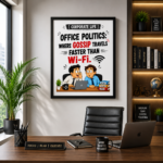 Corporate Life Funny Wall A4 Frame – Office Politics: Gossip Travels Faster Than Wi-Fi - Image 2
