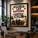 Coffee Lover Wall Frame – Life Happens, Coffee Helps - Image 2