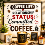 Coffee Lover Wall A4 Frame – Relationship Status: Committed to Coffee