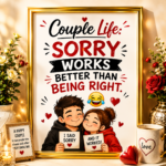 Couple Life Funny Wall A4 Frame – Sorry Works Better Than Being Right