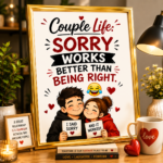 Couple Life Funny Wall A4 Frame – Sorry Works Better Than Being Right - Image 2
