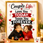 Couple Life Funny Wall A4 Frame – Love You Today, Tease You Forever