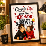 Couple Life Funny Wall A4 Frame – Love You Today, Tease You Forever - Image 2
