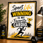 Sports Motivation Wall A4 Frame – Winning Is My Favorite Cardio - Image 2