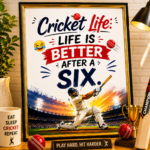 Cricket Life Funny Wall A4 Frame – Life Is Better After a Six