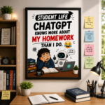 Student Life Funny Wall A4 Frame – ChatGPT Knows More About My Homework Than I Do - Image 2