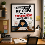 College Life Funny Wall A4 Frame – My CGPA and My Expectations Never Meet - Image 2