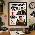 Corporate Life Funny Wall A4 Frame – Rich on the 1st, Broke by the 5th - Image 2