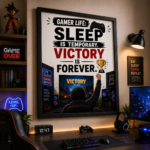 Gamer Life Funny Wall A4 Frame – Sleep Is Temporary, Victory Is Forever - Image 2